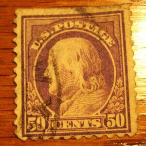 1912-14 WATERMARKED USPS -  BENJAMIN FRANKLIN  50 CENT STAMP